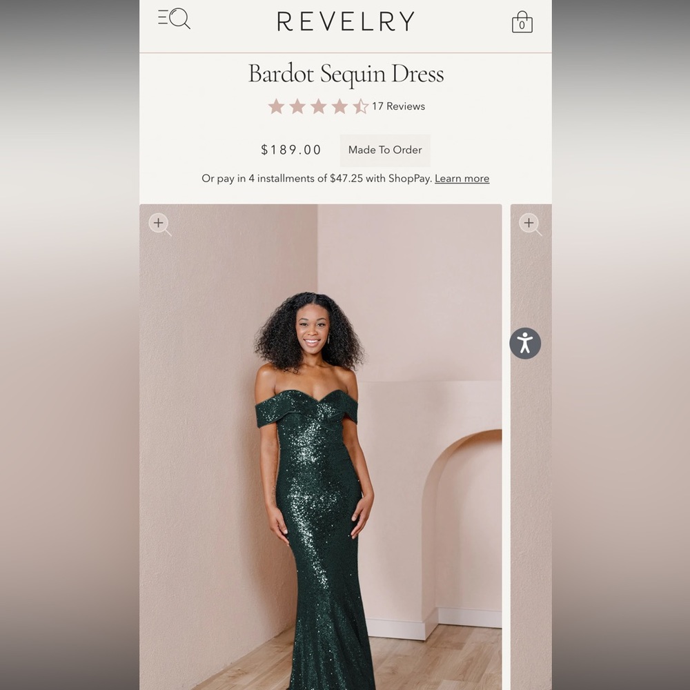 Revelry Emerald Bardot Sequin Dress